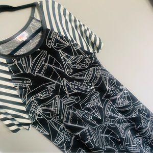 LuLaRoe Women’s Size M Black Stripe Sailboat Carly Dress